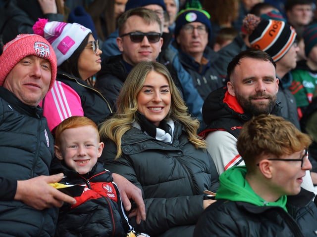 Fans in Celtic Park on Sunday afternoon for Derry's National football League game against Mayo. Photo: George Sweeney
