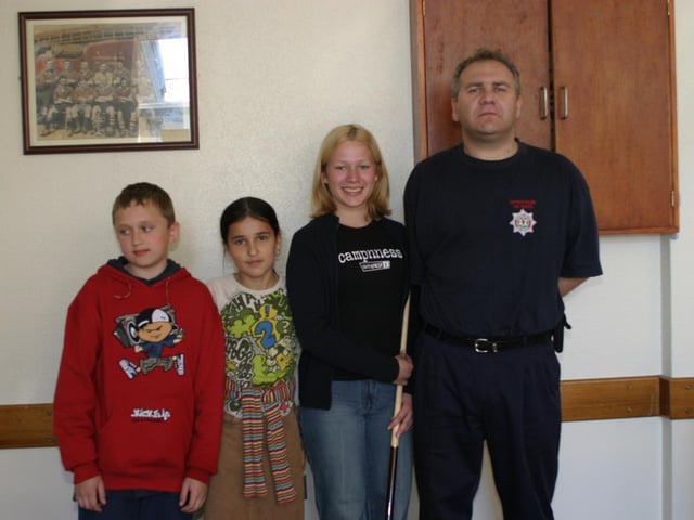 Children from Chernobyl with Derry's fire and rescue service.