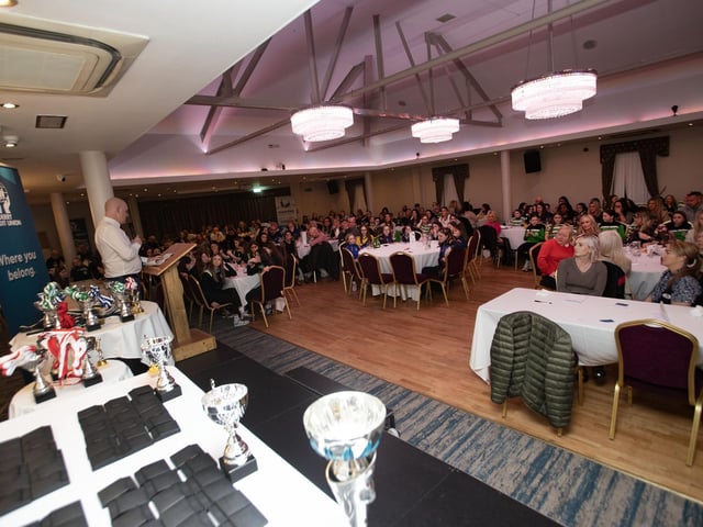 D&D Youth FA Secretary Philip Devlin addressing the attendance at Sunday night's awards in the Waterfoot Hotel, Derry.