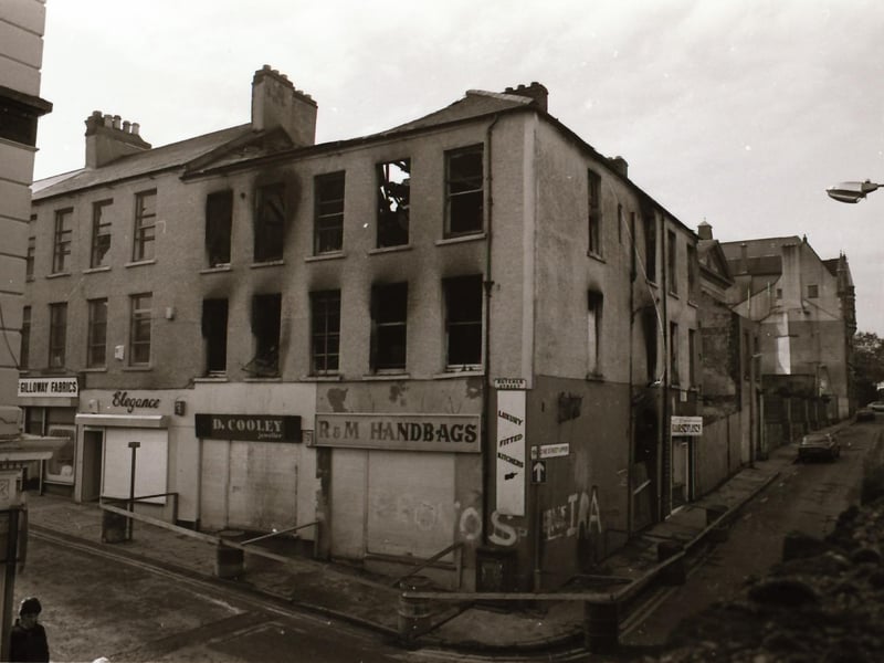 Gutted businesses on Butcher Street.