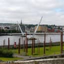 The ancient city of Derry in Ireland, from which tens of thousands of emigrants set sail for for the US over the centuries, departing from the River Foyle. Photo: George Sweeney.  DER2126GS - 124