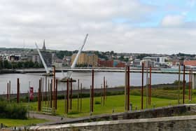 The ancient city of Derry in Ireland, from which tens of thousands of emigrants set sail for for the US over the centuries, departing from the River Foyle. Photo: George Sweeney.  DER2126GS - 124
