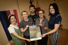 Group pictured at the 'Pride in Sport' Programme launch at Brooke Park Activity Centre on. Tuesday afternoon. From left, Meabh O'Neill, chair, Foyle Pride, Julie White, Old Library Trust, James Curry, guest speaker, Sabrina Lynch, Old Library Trust and Ciara McElhinney, Bogside and Brandywell Health Forum.