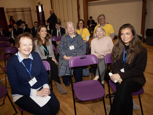 Some of the guests at Oakgrove Integrated College.