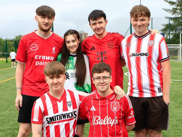 The Compie team at the Foyle Pride Football v Homophobia held in the Waterside Shared Village. (Photo - Tom Heaney, nwpresspics)
