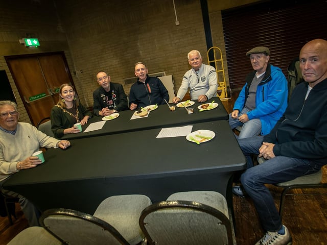 The Mayor pictured with some of the Men's Shed during Friday's Brunch/Autumn Programme launch.