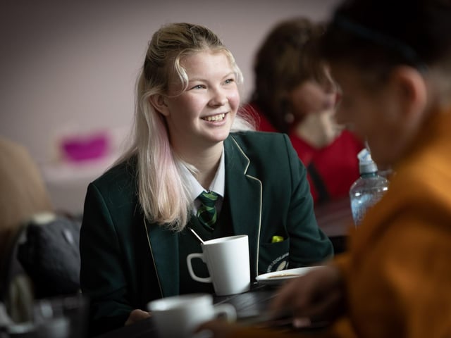 Olena Vorona, St. Cecilia's College student and one of the speakers at Tuesday's International Women's Day event.