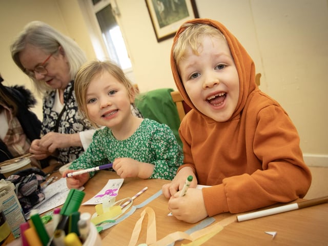 Having fun in the Arts and Crafts Room at Saturday's Feile Springtime Shenanigans at Pilot's Row Centre, Derry. : .