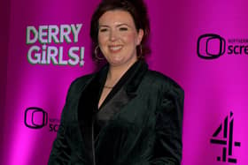 Creator and writer Lisa McGee at the world premiere screening of Derry Girls season 3 in the Omniplex Cinema. Photo: George Sweeney.  DER2214GS – 019