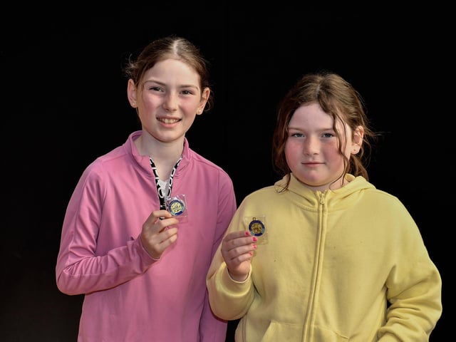 Grace and Maise Gallagher achieved first place for U12 Traditional Duet at Feis Dhoire Cholmcille. Photo: George Sweeney