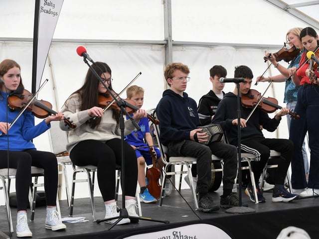 Traditional musicians perform at the 50th anniversary of the blessing of the Greencastle fleet. Photo: George Sweeney