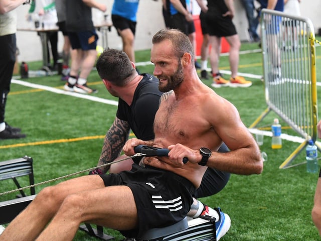 Competitor in the Hyrox Fitness Challenge held at Sean Dolans GAC on Saturday.  Photograph: George Sweeney