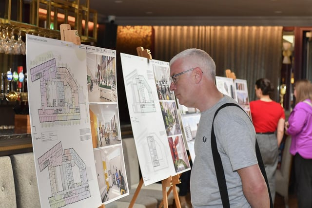 Project designs for the WHSCT’s development proposal for a Cityside Health and Care Centre, at the former Fort George site, displayed at an public Consultation Event held in Da Vinci’s Hotel. Photo: George Sweeney