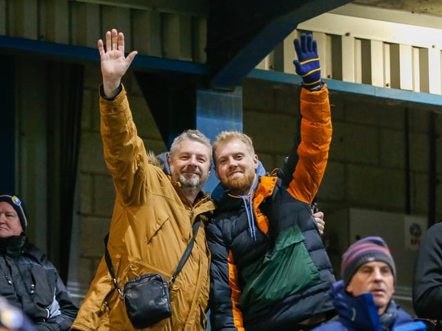 Stags fans at the One Call Stadium for the match against Colchester Utd.