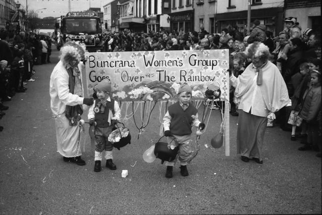 Buncrana Women's Group at the St. Patrick's Day parade in Buncrana in 1998.