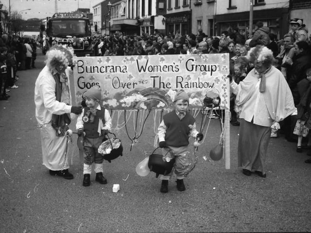 Buncrana Women's Group at the St. Patrick's Day parade in Buncrana in 1998.