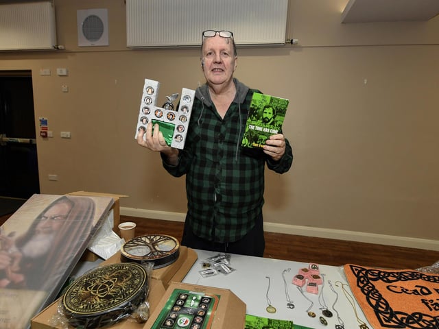 Tony O'Hara pictured beside his stall at the Galliagh Christmas Craft Fair held in Pio House. Photo: George Sweeney