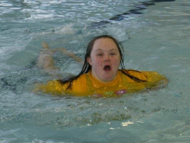 Nicola Harkin of Foyleview School gets in some practise before the Macmillan Cancer Relief Charity swim which is being held at Templemore Sports Complex on March 21st. (0402JB12)