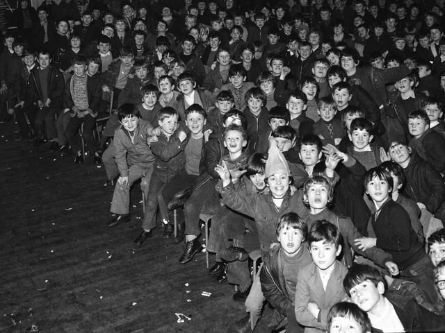 Lots of happy faces at a Christmas party in the Stardust attended by 400 pupils from the Brow-of-the-Hill School.