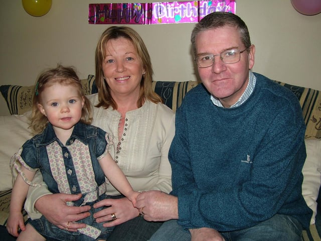 DSCF5432
Abbie with her Grandparents Catherine and Lawrence McMenamin at her birthday party on Saturday afternoon. : Parties and celebrations March 2006: Abbie McLaughlin.