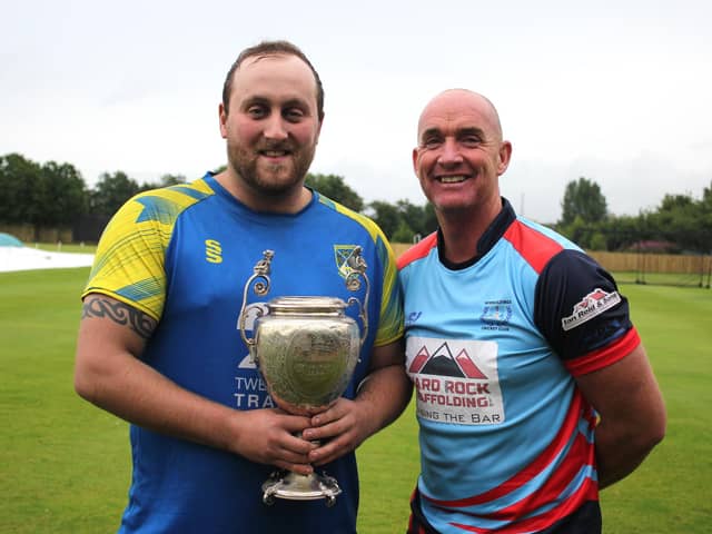 Donemana skipper Gary McClintock (left) and Newbuildings captain Gareth McKeegan ahead of this weekend's Sports Hub NW Senior Cup final at Beechgrove. (Photo: Lawrence Moore)