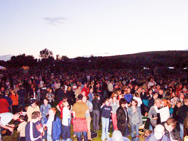 Festival goers and performers at the unforgettable Earth festival at Prehen Playing Fields in August 2002.