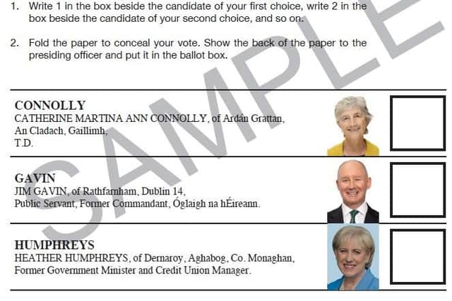 A sample ballot paper.