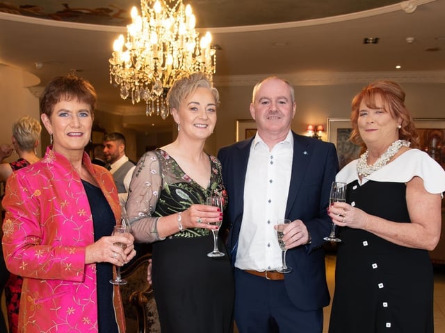 Anne Scott, Elaine McColgan, Marty McColgan and Sarah Bromley at the Carndonagh Traders Association Business and Community Awards in Ballyliffen Lodge Hotel on Saturday night last. Photo Clive Wasson