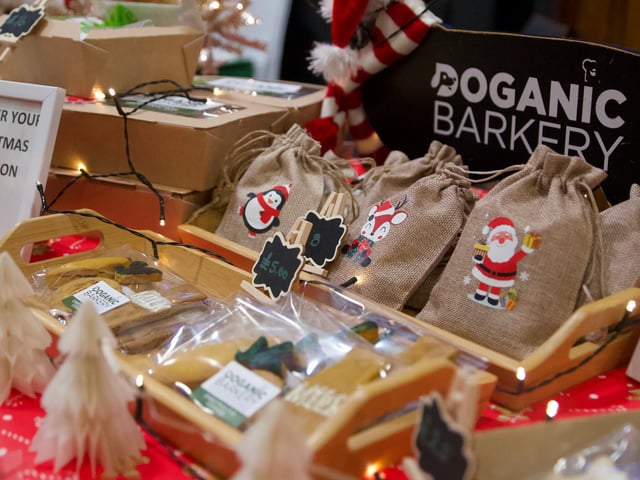 Kerona Hasson's Doganic Barkery products on display in the Guildhall.