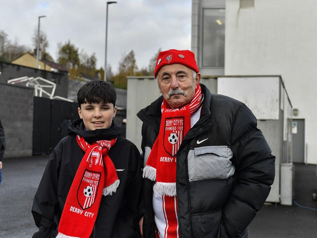 Derry City fans at the Brandywell Stadium for the game against Shamrock Rovers. Photograph: George Sweeney