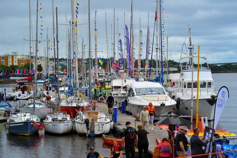 A colourful marina during the Foyle Maritime Festival. Photo: George Sweeney.  DER2229GS – 095