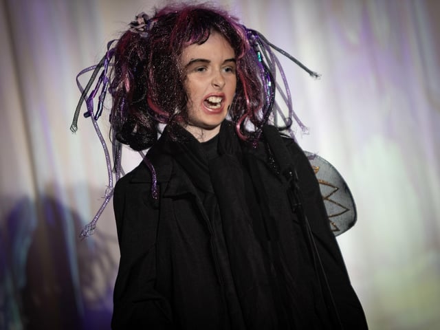The 'Fairy Nasty Boots' Aoibhan Leonard playing to the audience on Thursday night.
