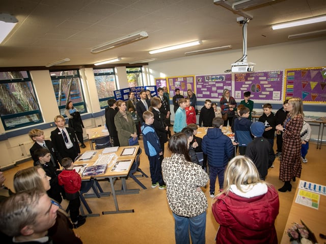 One of the visiting groups in the English Department at St. Columb's College during Open Day on Saturday.
