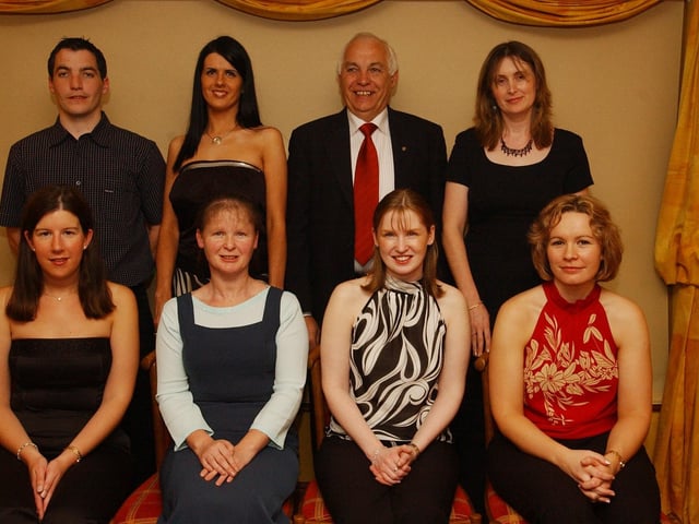 Seated from left, Shirley McConologue, Lily Timlin, Noreen Meehan, and Anne Marie Walsh. Standing, from left, Kevin Murphy, Sylvia McSheffrey, Sean Murphy, and Elaine Quigley. (2511PG13):.