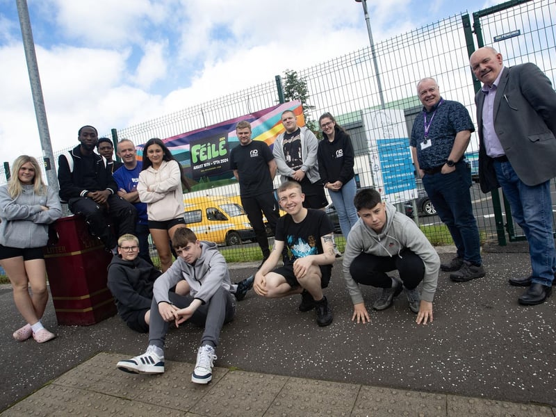 INTO THE INDUSTRY - DERRY. . . . Dublin rapper SELLO pictured making his Derry debut at Féile 24 on Tuesday, before holding a three hour workshop in Creggan Youth Club with young people seeking a route into the music business. The star helped young people create an original track. The Féile event was held in conjunction with the Rio Ferdinand Foundation. (Photos: Jim McCafferty Photography)