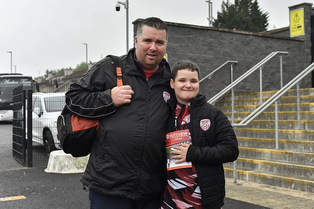 Derry City fans at the Brandywell for the game against Drogheda United. Photograph: George Sweeney
