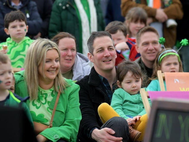 People enjoy the atmosphere at the St Patrick’s Day celebrations. Photo: George Sweeney