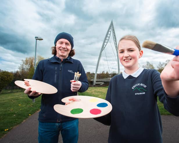 Michael Cosgrove, Education Officer at Loughs Agency and Nikita Britton, pupil at Knockavoe School, Strabane, launch the Loughs Agency’s Ripple Effect Project for Earth Day.