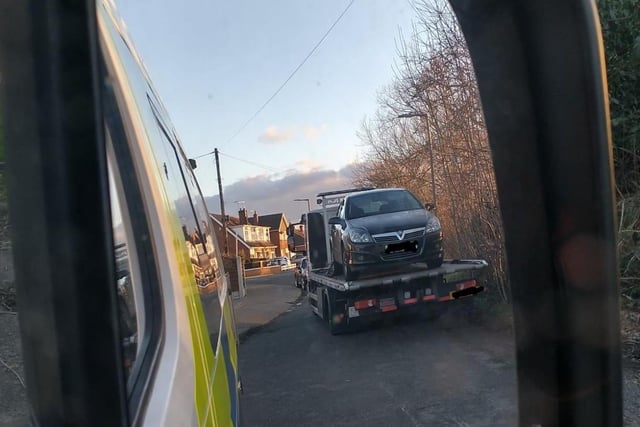 The Erewash Response Unit said: “Officers on patrol in the carrier spot a wanted male in this Astra. He then fails to stop. Vehicle located and  seized a short time later containing drugs.

“If you want your motor back, come and speak to us about all these offences you’re racking up.”