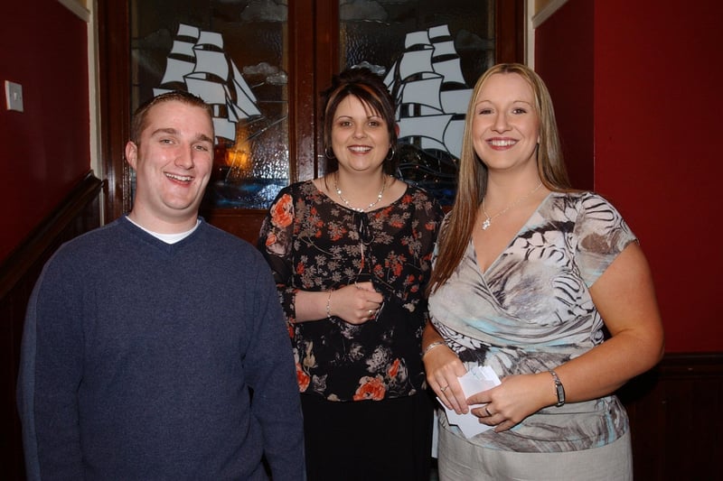 Stewven McGonigle, Katrina and Joanne Doherty. (0405C11):Fashion Show at the Redcastle Hotel in 2004.