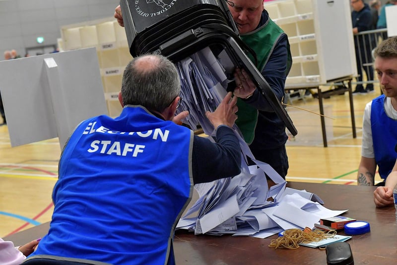The count gets under way at Foyle Arena.