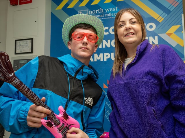 Marion Mutch from Lena Counselling Service, with Ryan Villa at Freshers' Day at NWRC's Springtown campus : .