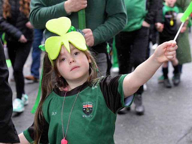 City of Derry Mini Rugby in the St Patrick’s Day parade. Photo: George Sweeney