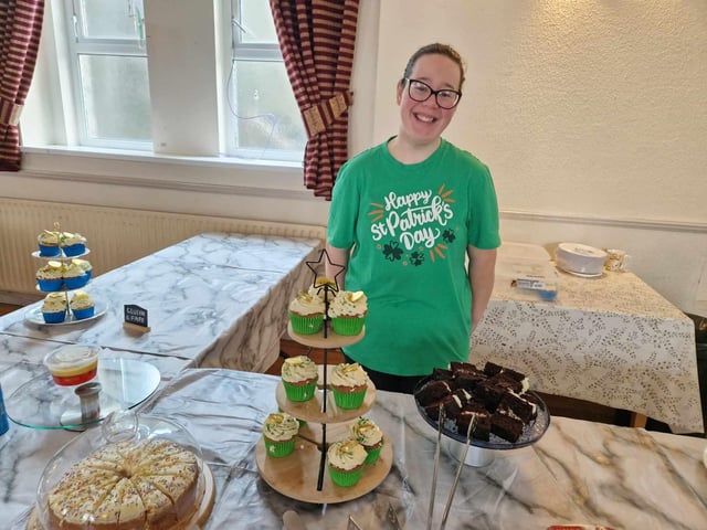 Francis Lafferty doing a great job with the tea and cakes in St. Mary's Hall. Buncrana St Patrick's Day Parade 2025.