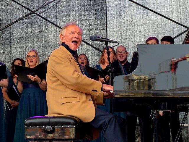 Phil Coutler pictured during the live performance of his iconic hit ‘The Town I Loved So Well’ in Ebrington Square on Saturday afternoon last. Photo: George Sweeney.  DER2240GS – 18