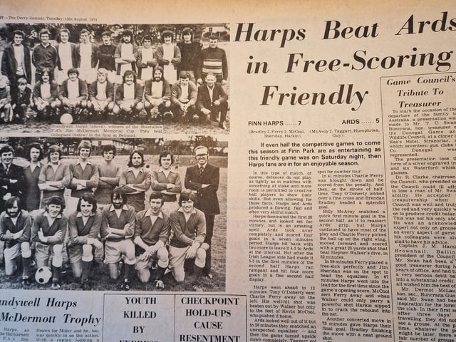 The opening line reads: "If even half the competitive games to come this season at Finn Park are as entertaining as this friendly game was on Saturday night, then Harps fans are in for an enjoyable season."