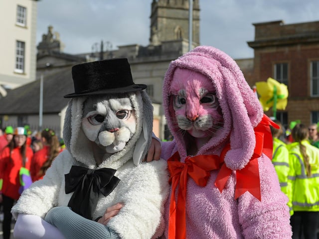 Colourful costumes at the St Patrick’s Day parade. Photo: George Sweeney