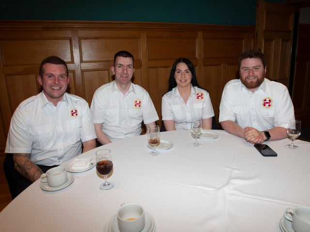 Foyle Search and Rescue enjoying their reception at the Mayor's parlour.