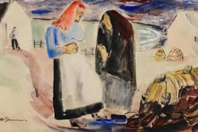 Gossip (1948), a gouache and watercolour on paper, by Norah McGuinness.