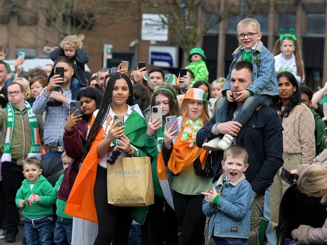 Watching the St Patrick’s Day parade. Photo: George Sweeney.